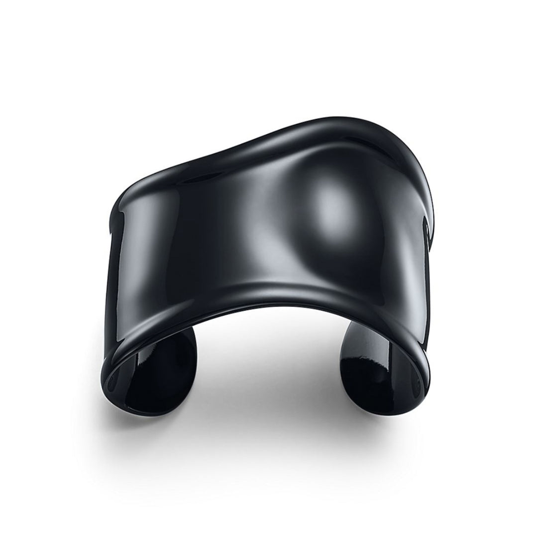 18K Tiffany Elsa Peretti Small Bone Cuff Black Bracelet