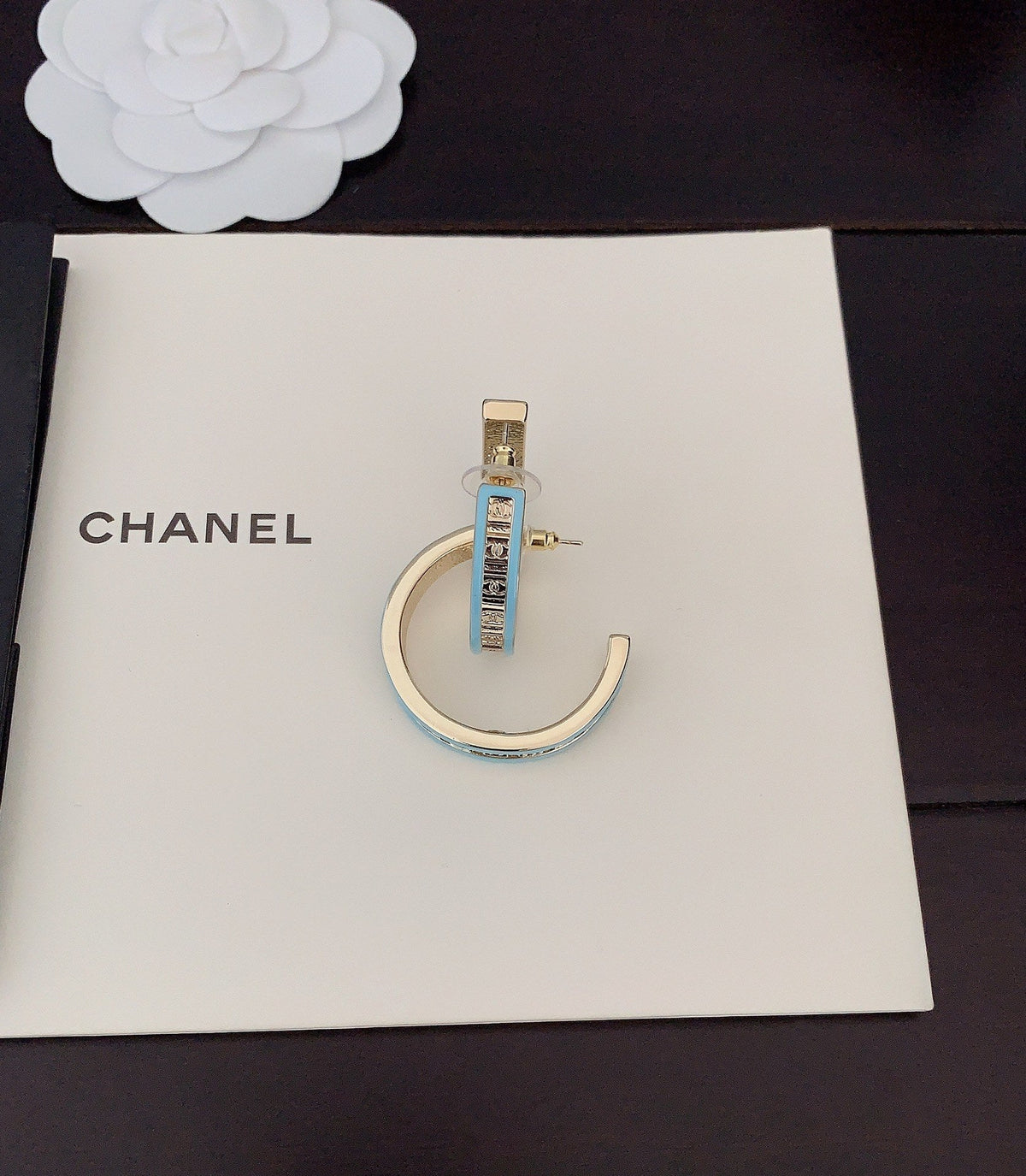 18K  Chanel Blue Resin Earrings